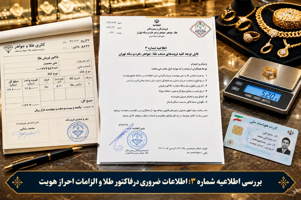 مقررات صدور فاکتور رسمی طلا